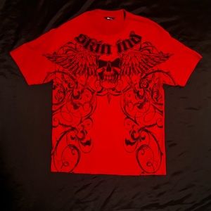 XL Men’s Vintage Skin Industries Red T-Shirt Black Design